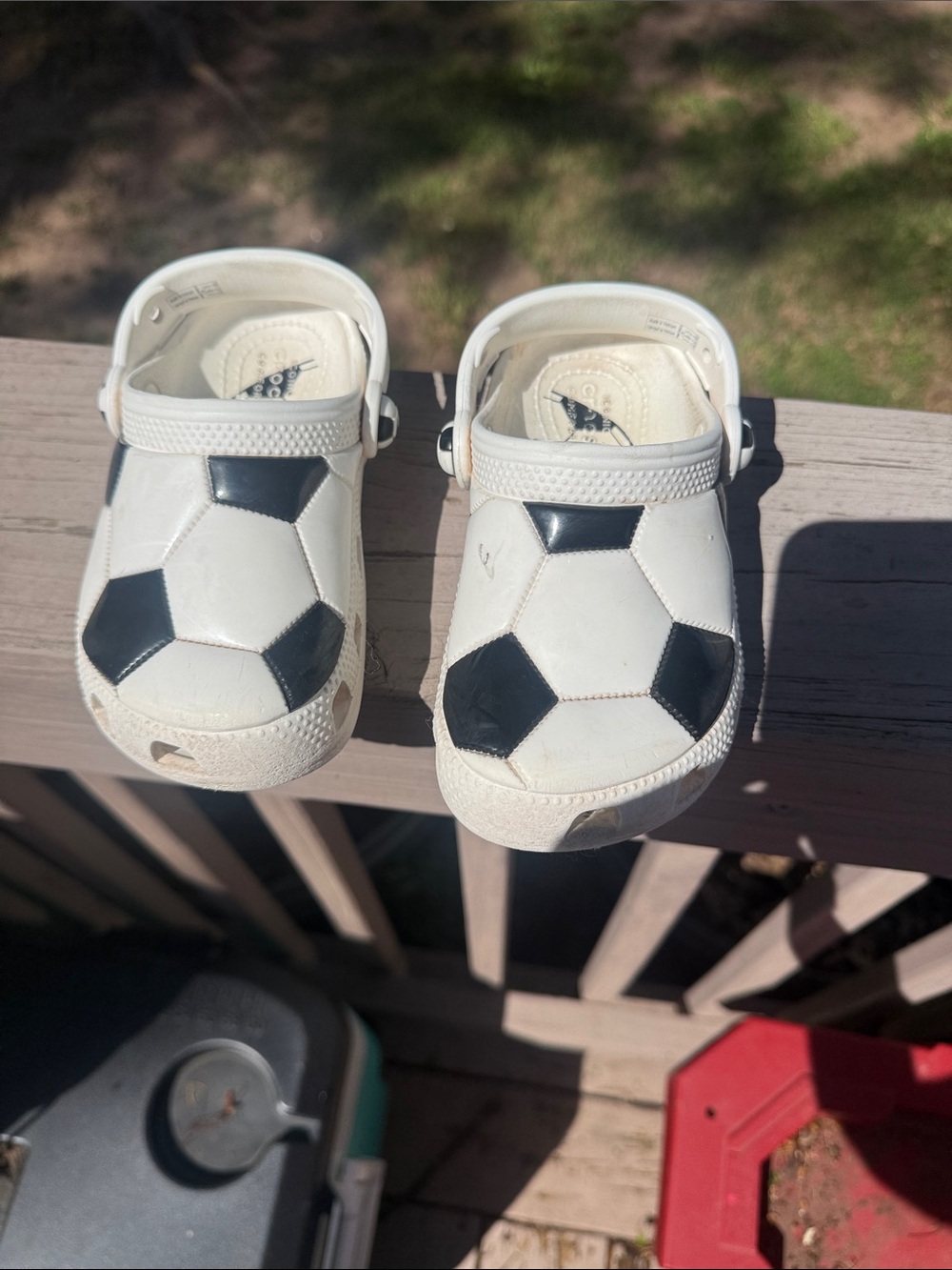 Kids White Soccer Graphic Clog